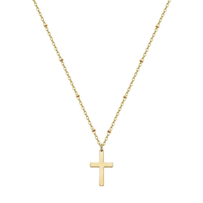 Refined Chic Hypoallergenic 18K Gold Plated Stainless Steel Cross Necklace with Adjustable Chain Daily Wear