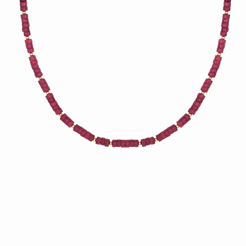 86 YORK Brand Classic Simple Gray Red Stone Necklace Collarbone Fashion Metal Chain Necklace for Women