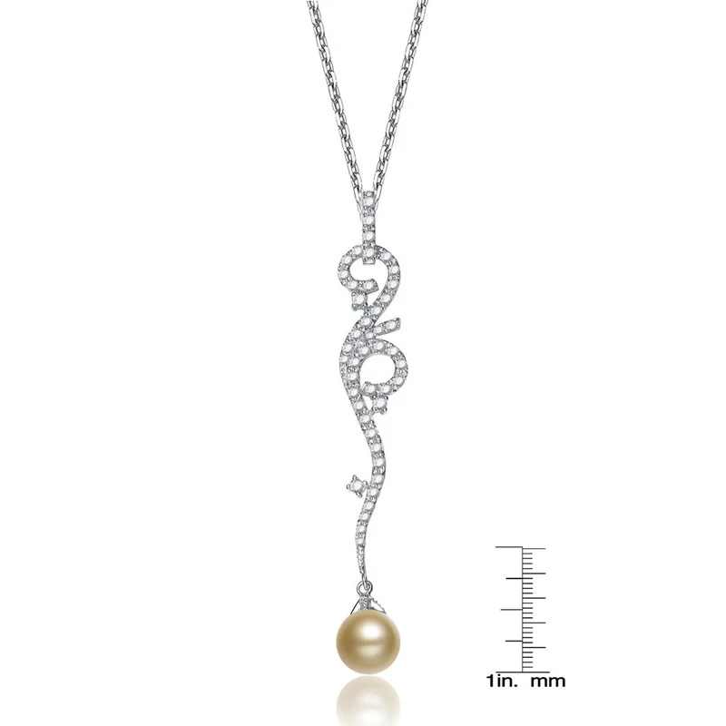 TD Collette Z Sterling Silver Bronze Necklace with Pearl and Cubic Zirconia Vine Charms