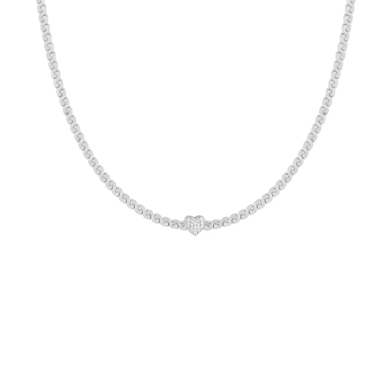 86 YORK Brand Classic Retro Simple Heart Zircon Necklace Collarbone Light Luxury Metal Chain Necklace for Women