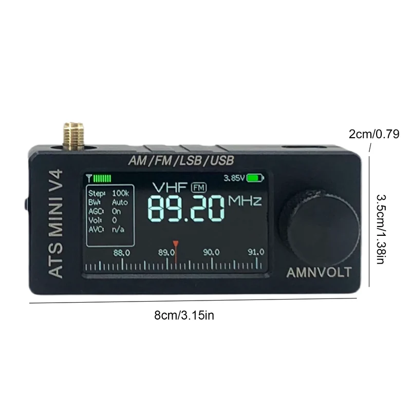 AMNVOLT V4 ATS MINI SI4732 Full Band DSP Radio Receiver FM AM SSB LSB USB with LCD Display Built-in Headphone Amp for Travel