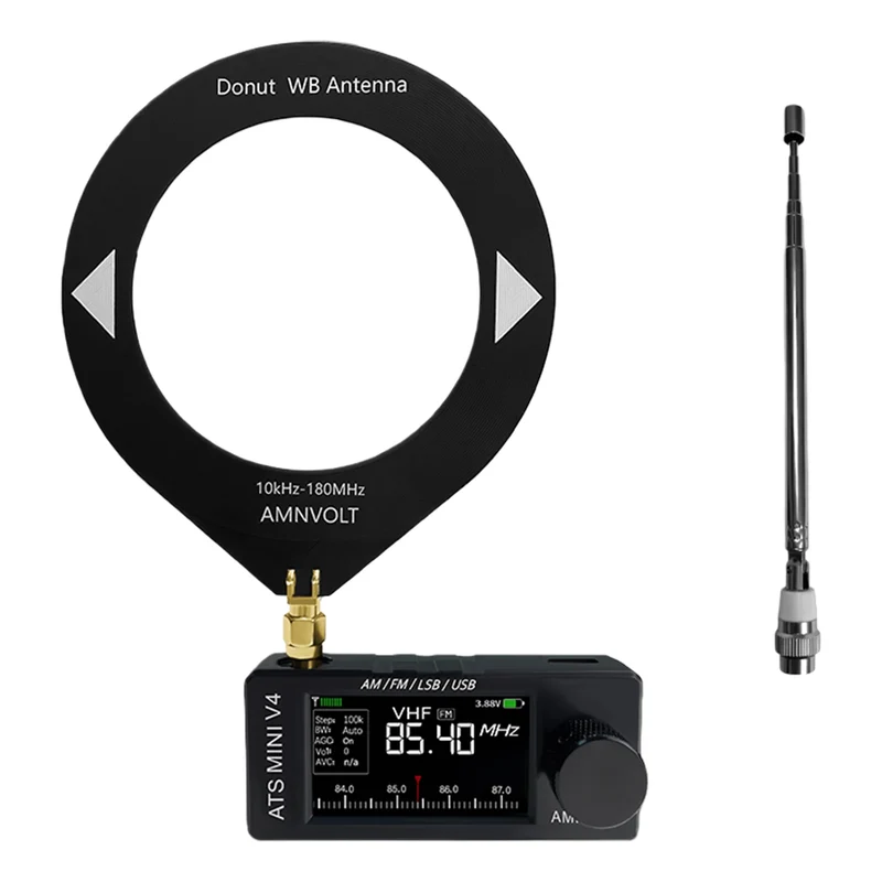 AMNVOLT V4 ATS MINI SI4732 Full Band DSP Radio Receiver FM AM SSB LSB USB with LCD Display Built-in Headphone Amp for Travel