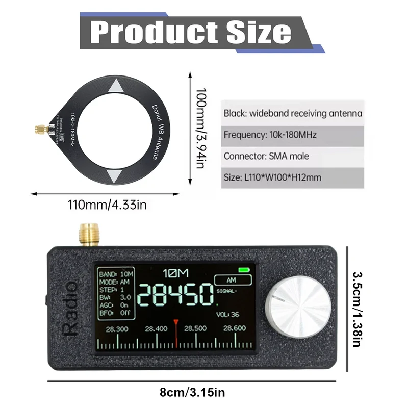 SI4732 0.5-108mhz Portable Radio 1.9inch IPS Screen Pocket Mini Radio LSB USB AM FM FM/AM Radio HF SW MW VHF Radio