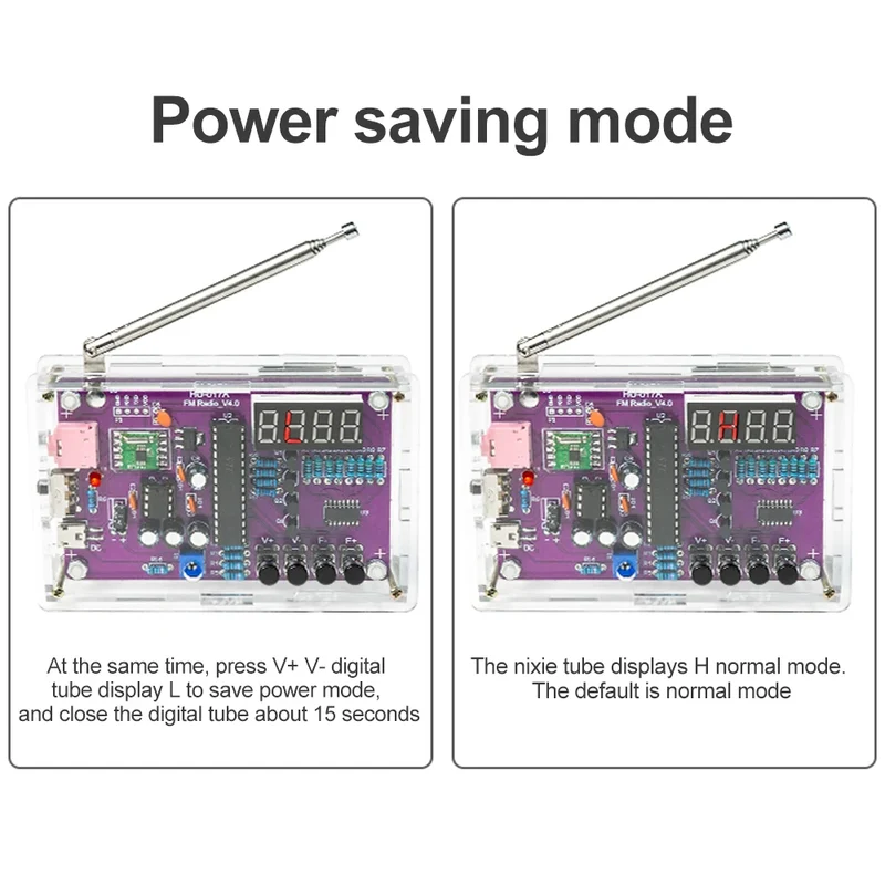 DIY FM Radio Electronic Kit 87-108MHz Adjustable Frequency Digital Display Soldering Project Practice Solder RDA5807S