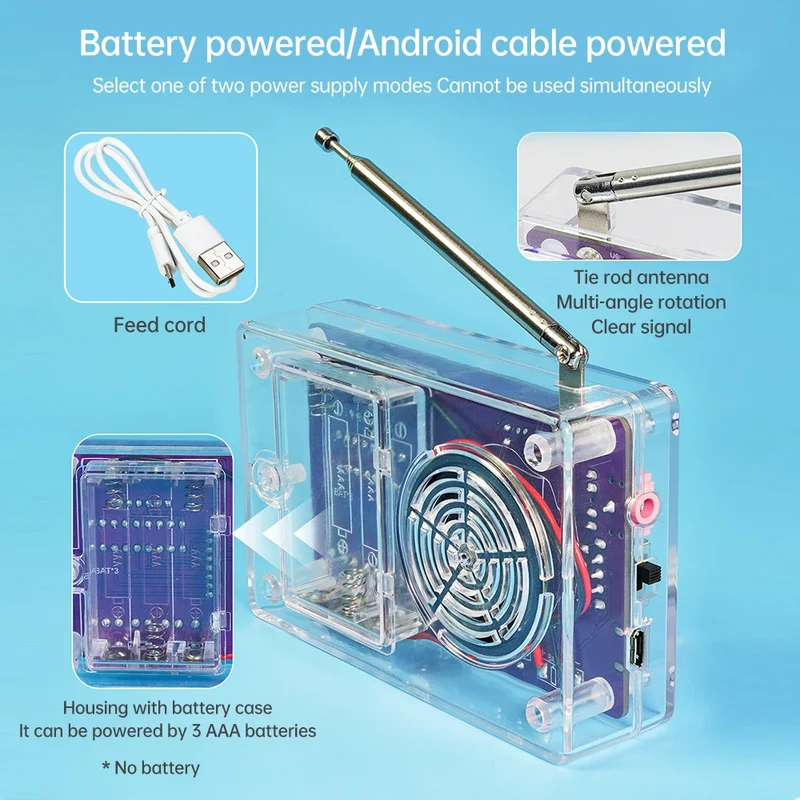 DIY FM Radio Electronic Kit 87-108MHz Adjustable Frequency Digital Display Soldering Project Practice Solder RDA5807S