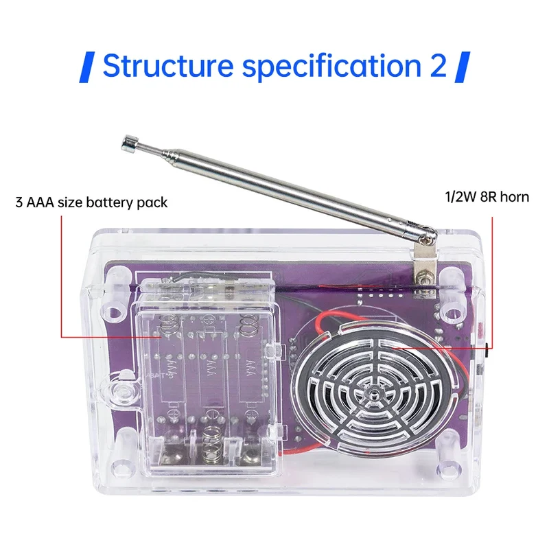 DIY FM Radio Electronic Kit 87-108MHz Adjustable Frequency Digital Display Soldering Project Practice Solder RDA5807S