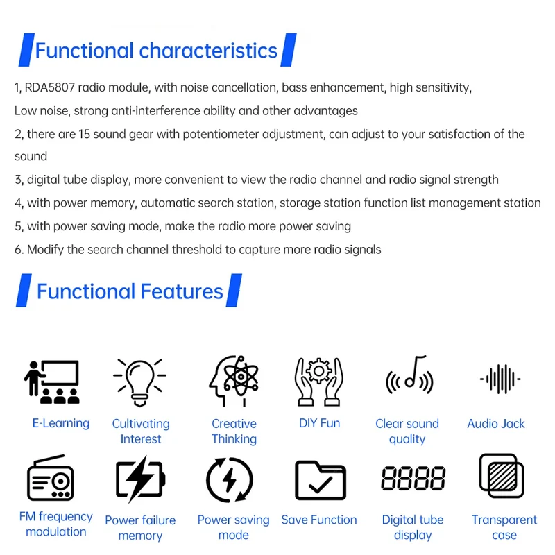 DIY FM Radio Electronic Kit 87-108MHz Adjustable Frequency Digital Display Soldering Project Practice Solder RDA5807S