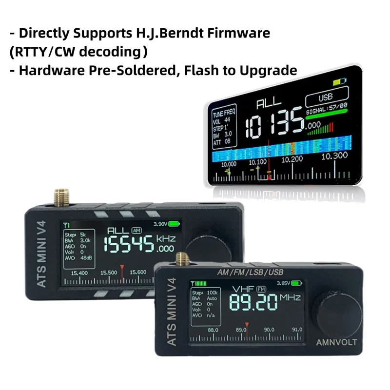 AMNVOLT V4/V3S ATS MINI SI4732 Radio ALL Band DSP Radio FM AM SSB LSB USB Receiver, built-in Hi-Z Headphone Amplifier Circuit