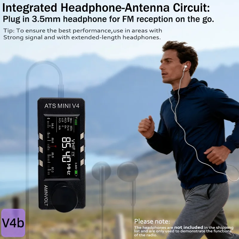 AMNVOLT V4B ATS MINI SI4732 Radio ALL Band DSP Radio FM AM SSB LSB USB Receiver with Added the Wired Headphone Feature