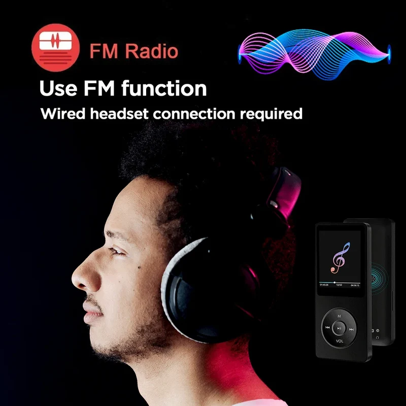 Portable Bluetooth MP3 Player HIFI Music Speakers MP4 Media FM Radio Recorder USB Charging Pocket Sports Running Music Play