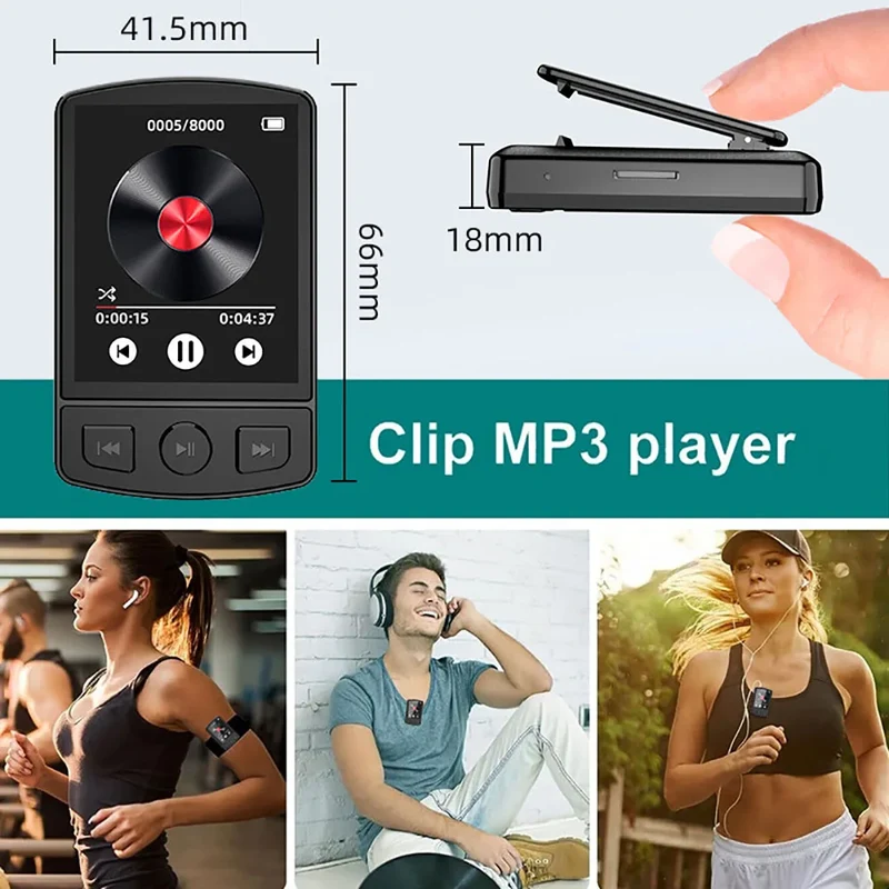 MP3 Player Portable Sport Clip Walkman HiFi Sound Bluetooth-Compatible 5.0 Student Walkman 1.8 Inch Screen with FM Radio E-Book