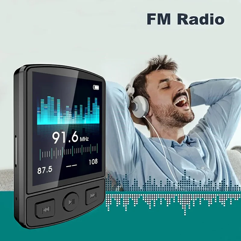 MP3 Player Portable Sport Clip Walkman HiFi Sound Bluetooth-Compatible 5.0 Student Walkman 1.8 Inch Screen with FM Radio E-Book
