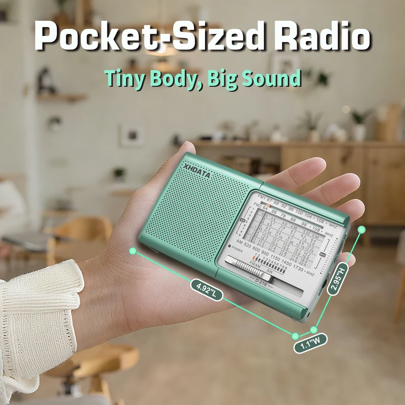 XHDATA D219 Portable Radio AM FM MW Shortwave Worldband Receiver DSP High Sensitivity 1kHz Fine Tuning Radio AA Battery Powered