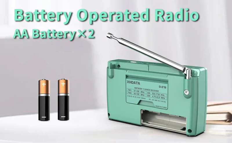 XHDATA D219 Portable Radio AM FM MW Shortwave Worldband Receiver DSP High Sensitivity 1kHz Fine Tuning Radio AA Battery Powered