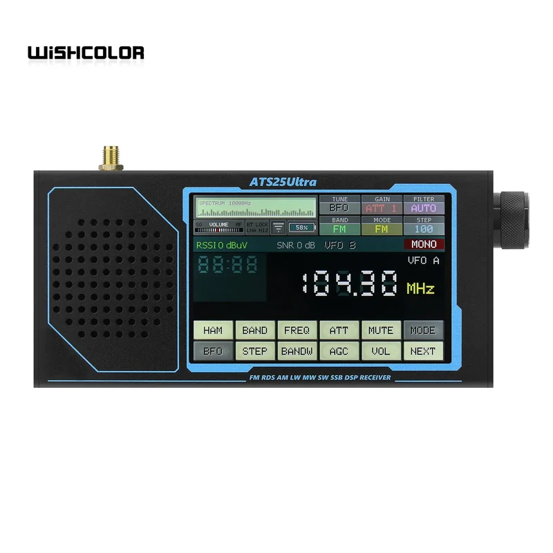 Wishcolor ATS25 ULTRA FM SW SSB MW LW AIR SDR Receiver Aviation Band Receiver Supports Bluetooth WiFi with 4-inch Touch Screen