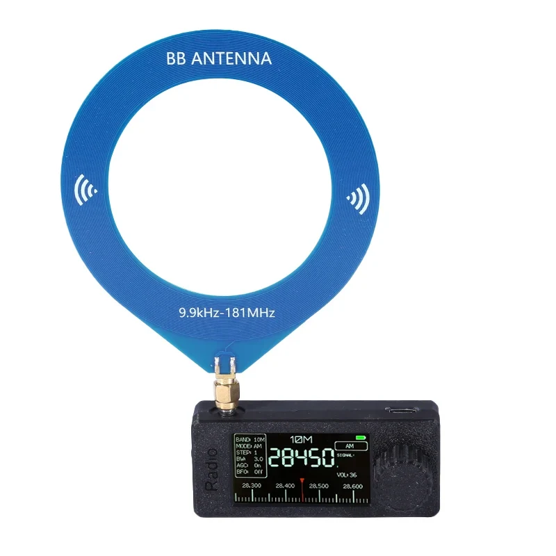 1.9inch IPS Screen LSB USB AM FM FM/AM Radio 0.5-108mhz SI4732 Mini Pocket Radio HF SW MW VHF Radio with Donut Antenna