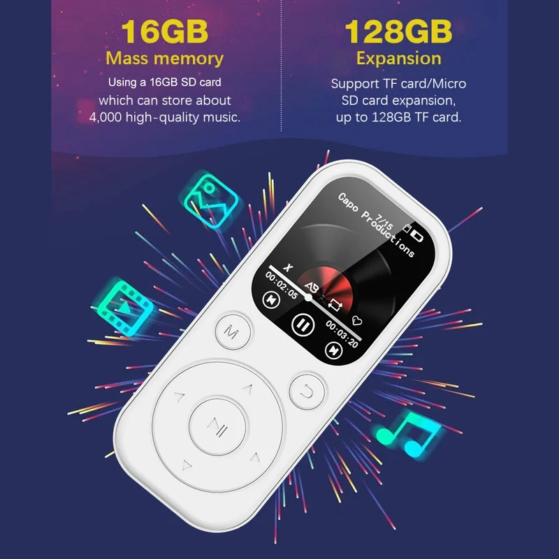 2026 New 1.8 inch Slim MP3 Player Bluetooth 5.4 — Portable Walkman, Compatible eBook Recording FM Radio Music Player