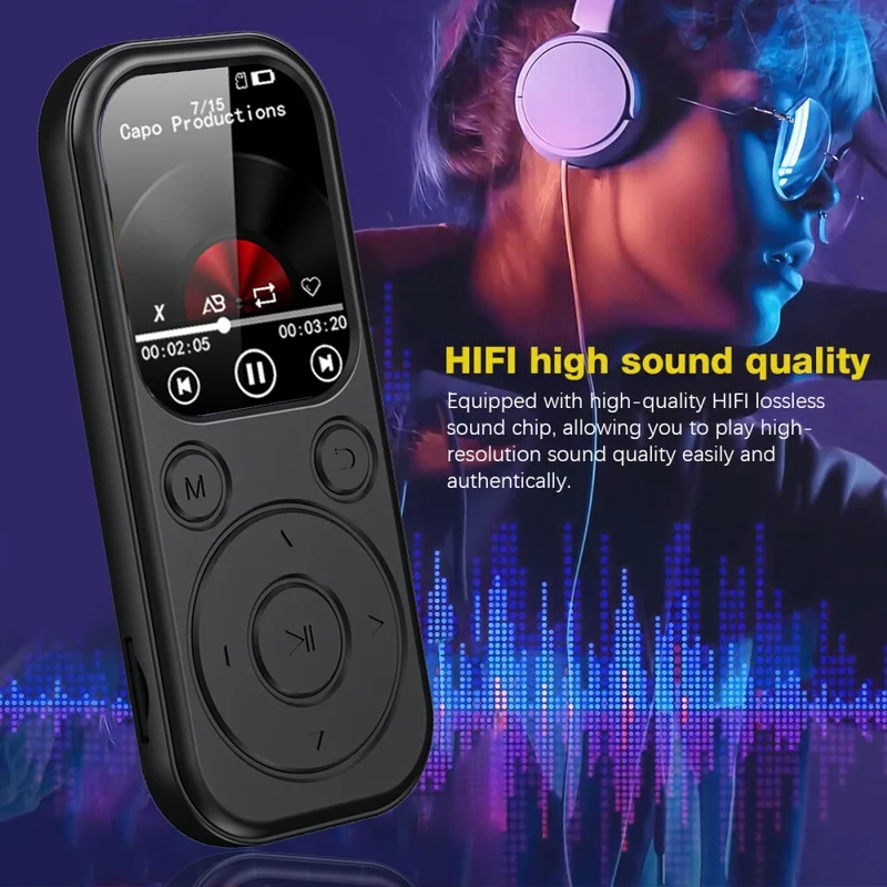 2026 New 1.8 inch Slim MP3 Player Bluetooth 5.4 — Portable Walkman, Compatible eBook Recording FM Radio Music Player