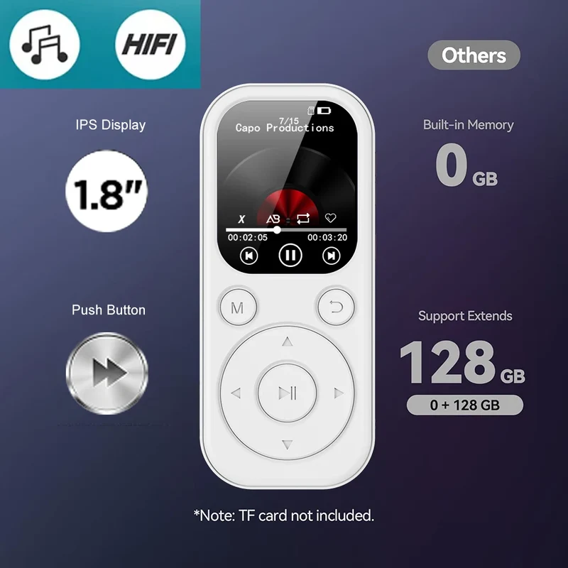 2026 New 1.8 inch Slim MP3 Player Bluetooth 5.4 — Portable Walkman, Compatible eBook Recording FM Radio Music Player