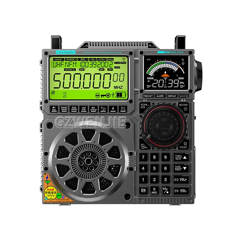 HRD-C919 AIR FM MW SW Shortwave VHF UHF WB Multi-band Radio Portable Aviation Band Radio Receiver 5000ma Battery