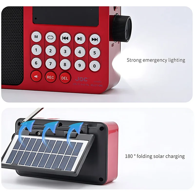 Solar FM Radio Portable Bluetooth Speaker with LED Light support Recording TF Card USB Play Wireless Speaker Radio FM Receiver