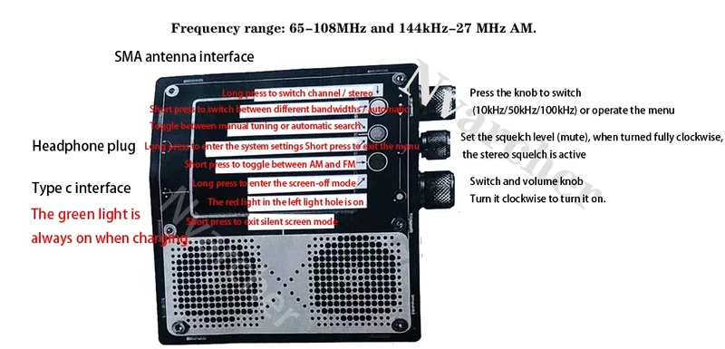 Nvarcher 3.2 inch TEF6686 Full Band Radio Dual speaker Stereo Medium wave short FM with 5000MAH lithium battery