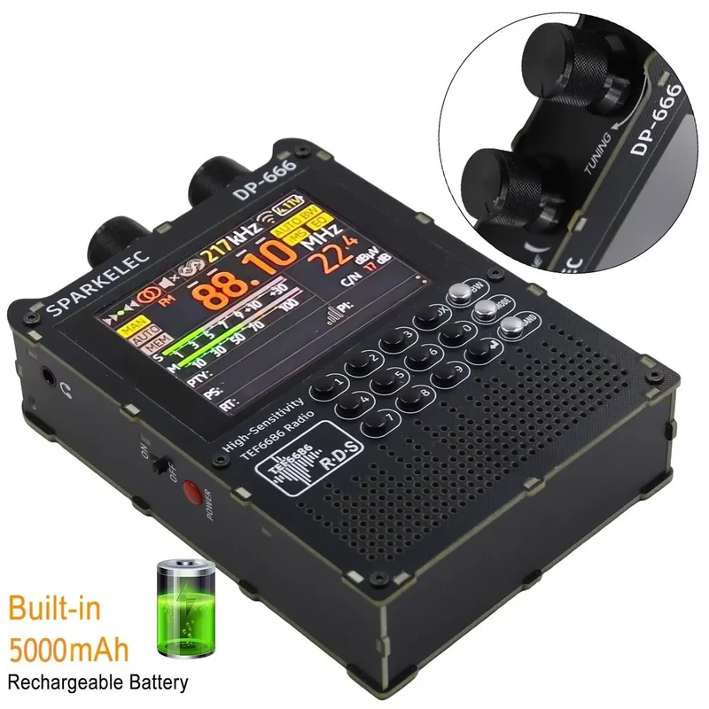 DP-666 TEF6686 Radio High Sensitivity FM AM Short Wave 2.8inch IPS Touch LCD Screen 5000mAh FM LW MW SW Full Band DSP Radio