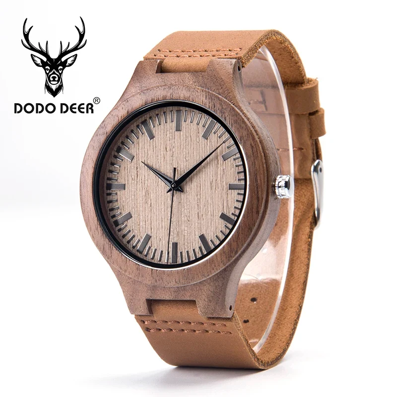 Luxurious Fashion Wooden Owl Watch with Quartz Movement Leather Strap & Pointer Dial-Party Wear for Men