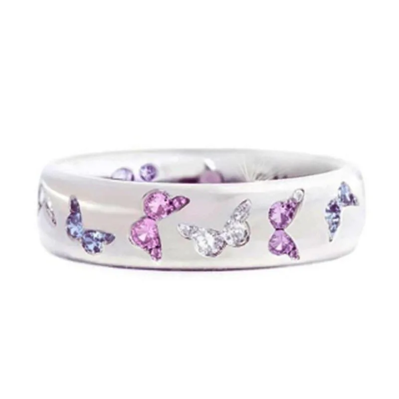 Butterfly Gemstone Rings For Women Lab Created Cubic Zirconia Pave Setting Fashion Jewelry Gift Ring H111