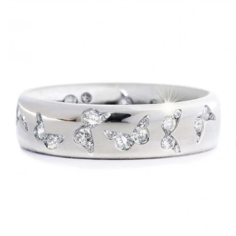 Butterfly Gemstone Rings For Women Lab Created Cubic Zirconia Pave Setting Fashion Jewelry Gift Ring H111