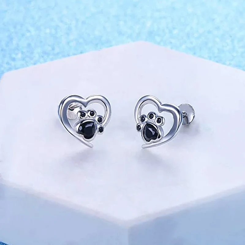 E1900 White Gold Heart Stud Earrings With Zircon Bezel Setting For Women Cute Fashion Jewelry Gift