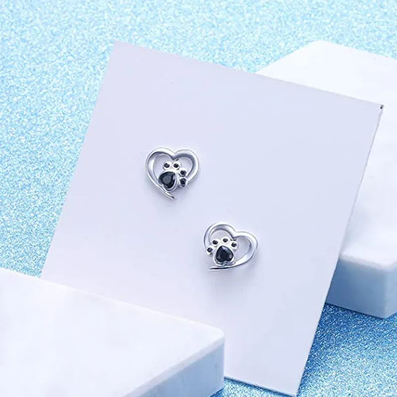 E1900 White Gold Heart Stud Earrings With Zircon Bezel Setting For Women Cute Fashion Jewelry Gift