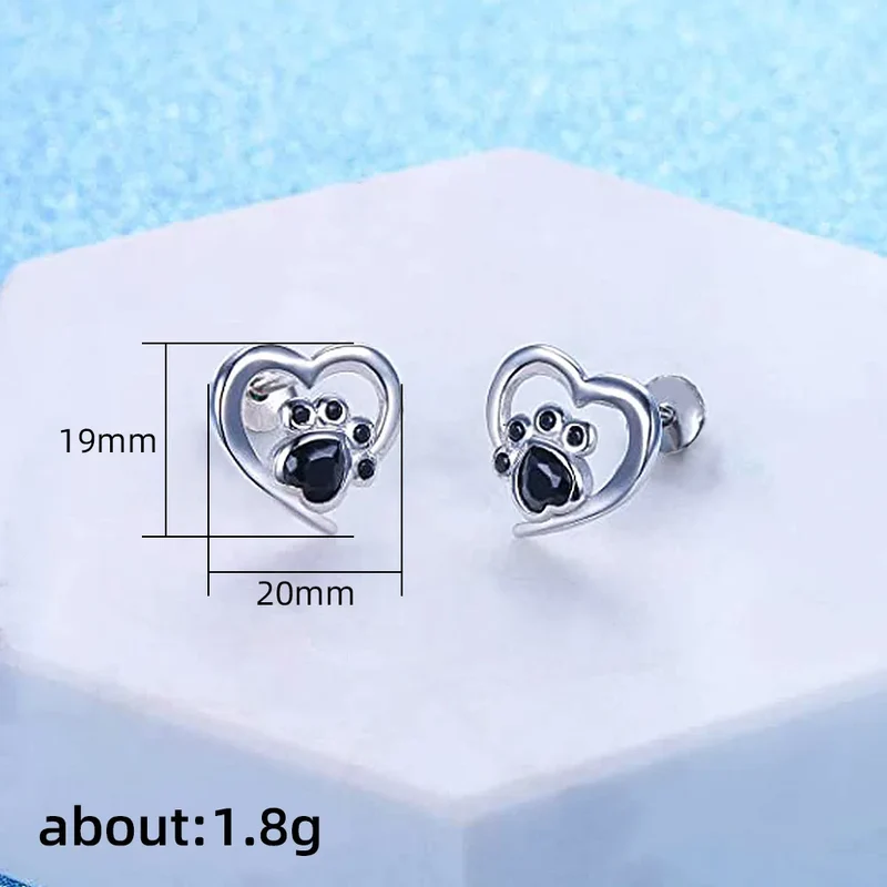 E1900 White Gold Heart Stud Earrings With Zircon Bezel Setting For Women Cute Fashion Jewelry Gift