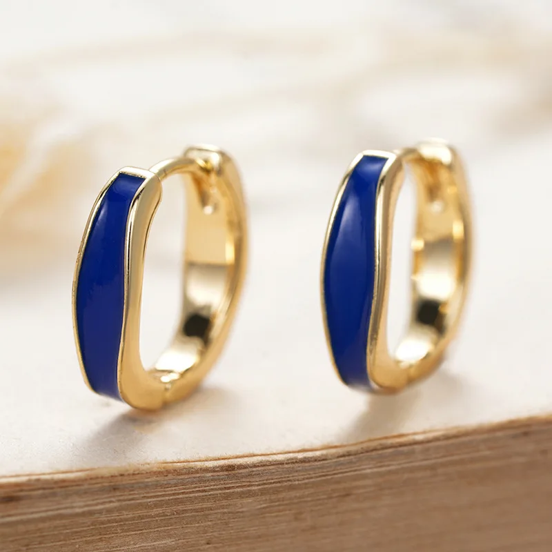 Golden Geometric Hoop Earrings Zinc Alloy Plated Unisex Fashion Jewelry Trendy Statement Ear Rings For Women Men