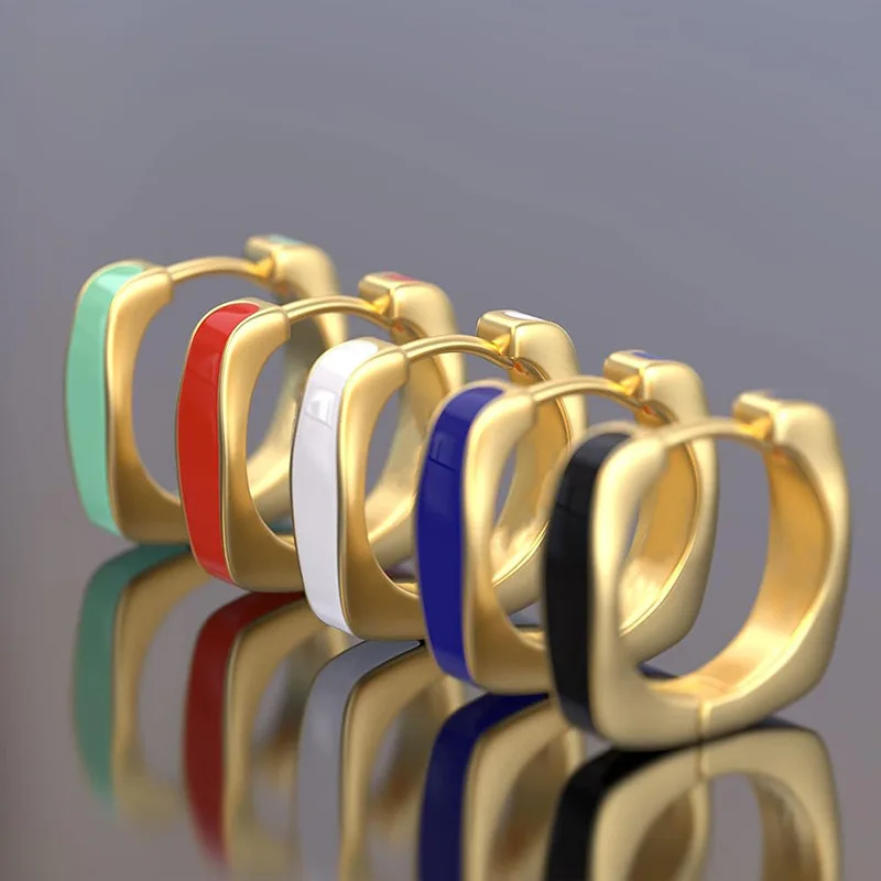 Golden Geometric Hoop Earrings Zinc Alloy Plated Unisex Fashion Jewelry Trendy Statement Ear Rings For Women Men