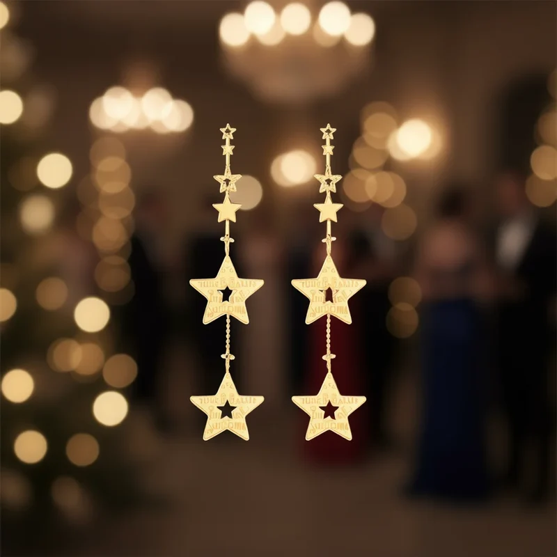 Silver Gold Star Drop Earrings for Women Everyday Wear Fine Jewelry Dangle with Pearl Center Stone