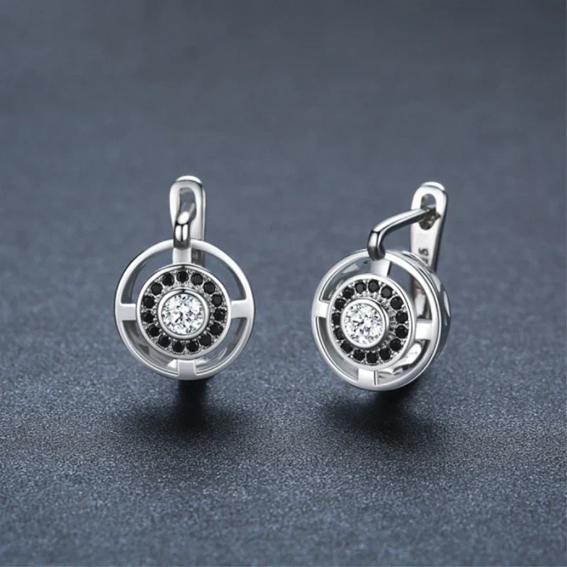 FCJ Luxury Copper Crystal Earrings for Women Shining Zircon-Studded Over-Ear Accessory