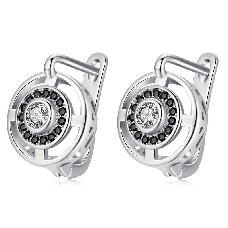 FCJ Luxury Copper Crystal Earrings for Women Shining Zircon-Studded Over-Ear Accessory