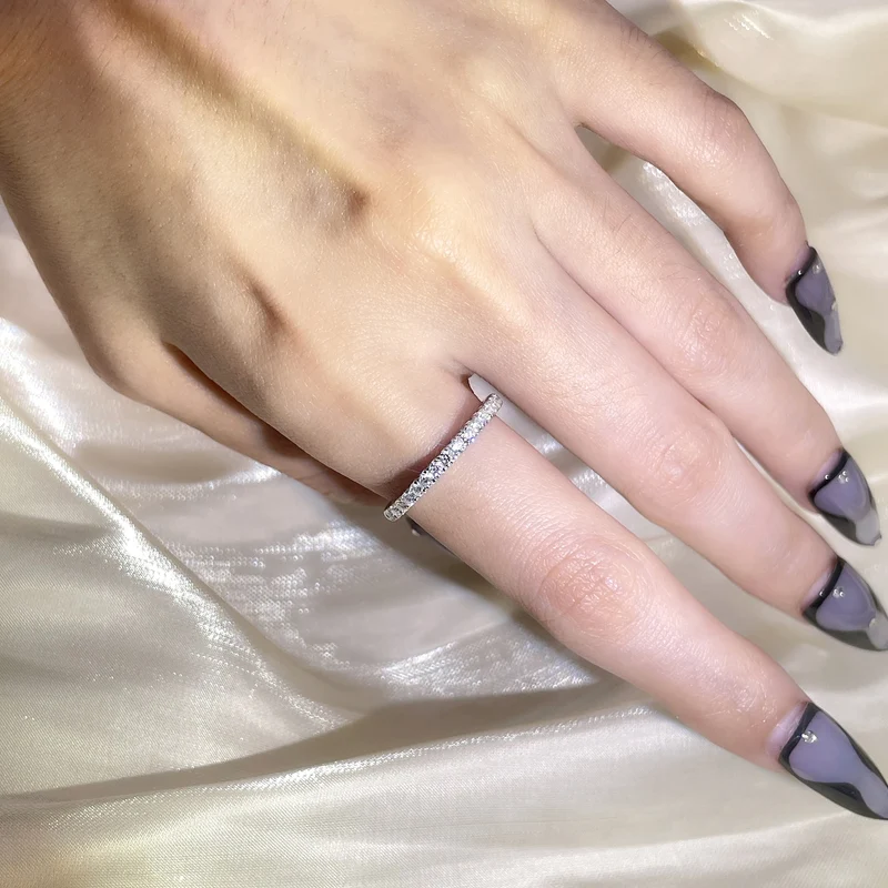 Tianyu Gems Moissanite Pinky Ring Silver Jewelry Men Half Eternity 925 Sterling 18k Gold Plated VVS Moissanite Women Ring