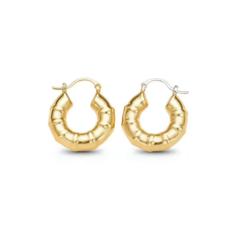 Gold Plated Geometric Hoop Earrings For Women Trendy Fashion Jewelry Alloy Earrings 18K Gold Finish