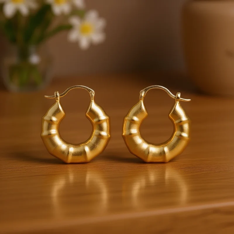 Gold Plated Geometric Hoop Earrings For Women Trendy Fashion Jewelry Alloy Earrings 18K Gold Finish