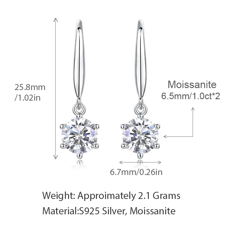 Hypoallergenic Customized Women Fashion Jewelry 925 Sterling Silver Fine Jewelry Earring Moissanite Earring