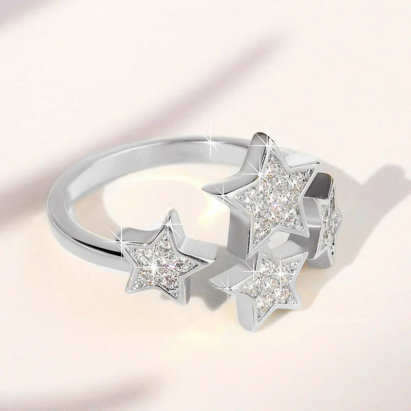 F1268 Star Cluster Rings For Women Cubic Zirconia Pave Setting Fashion Jewelry Gift Ring