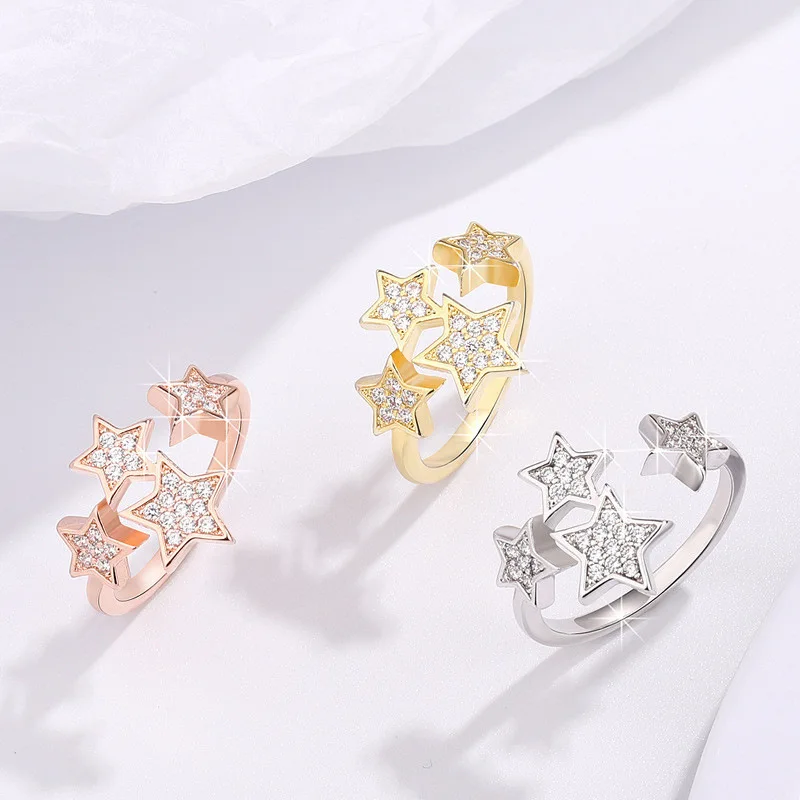 F1268 Star Cluster Rings For Women Cubic Zirconia Pave Setting Fashion Jewelry Gift Ring