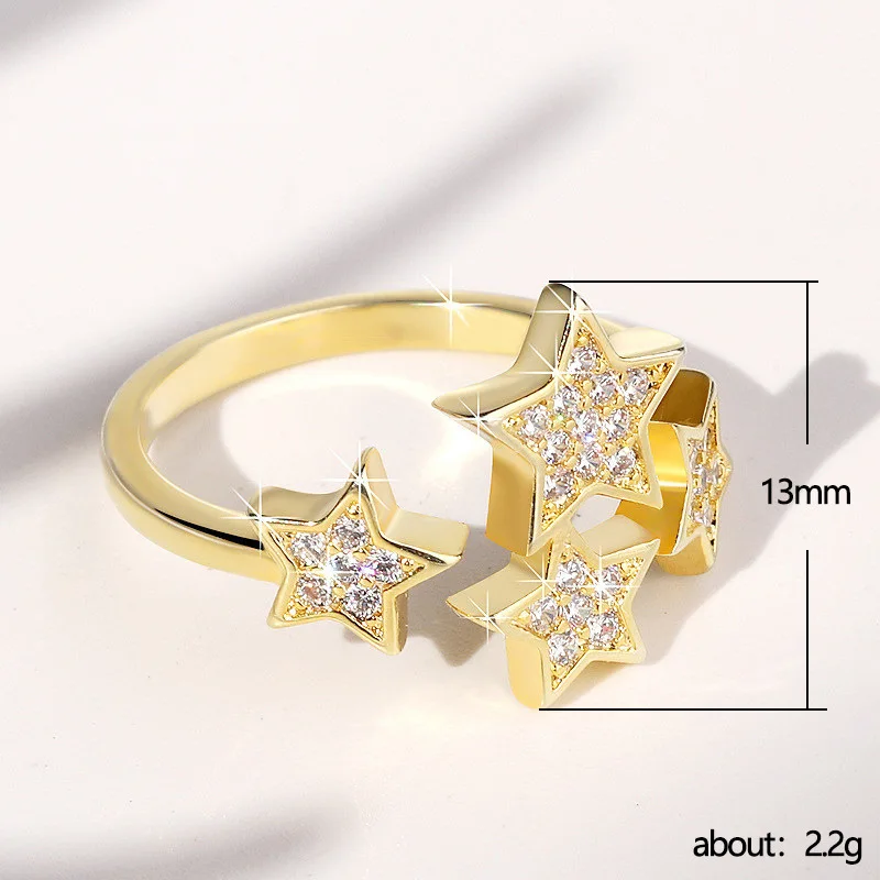 F1268 Star Cluster Rings For Women Cubic Zirconia Pave Setting Fashion Jewelry Gift Ring