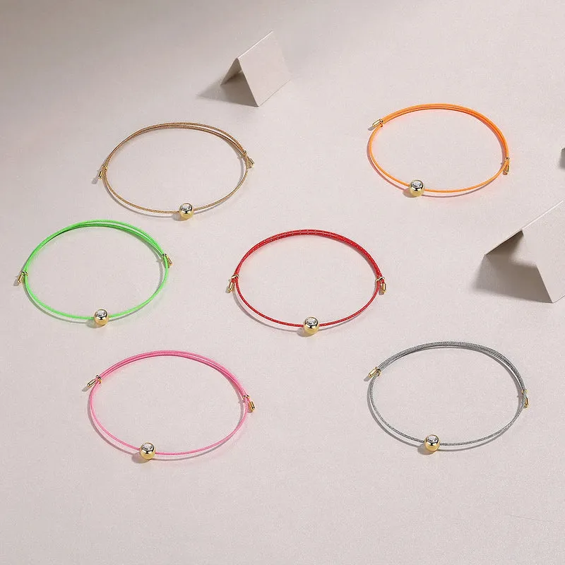 VVS1 Round Moissanite Gemstone Rope Bracelet Luxury Women Jewelry for Girls Pink Red Rope Moissanite Charm Bracelet