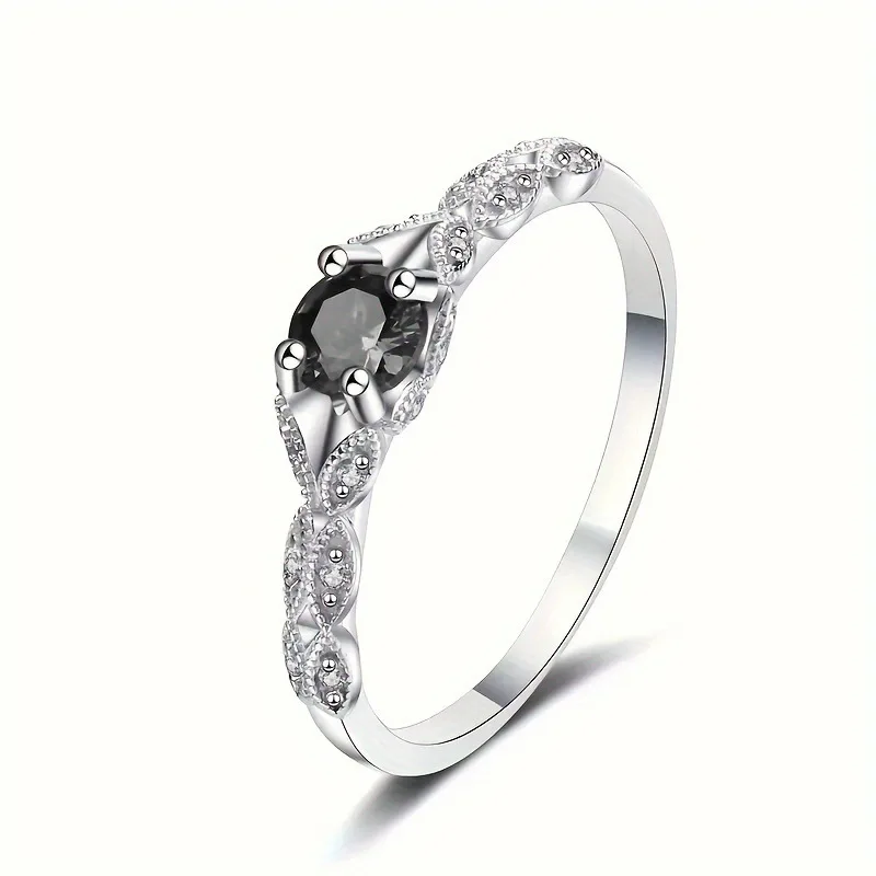 H401 Elegant Silver Ring With Amethyst Stone Prong Setting For Women Engagement Jewelry 925 Sterling Silver Flower Design