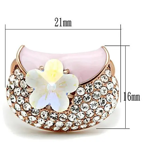 AJ GL220-High-Grade Brass Cluster Ring with Clear Crystal Inlay Rose Gold (Ion Plating) for Men/Women Fashionable Stylish Ring
