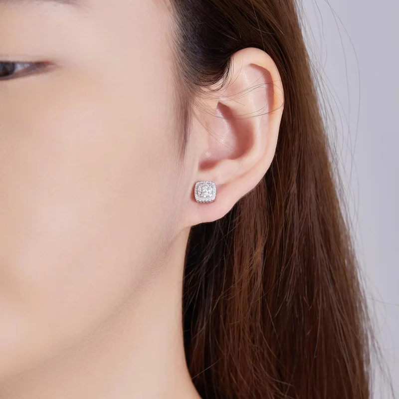 Fine Jewelry Stud Ear 925 Sterling Silver Iced Out VVS Moissanite Earrings for Men Women