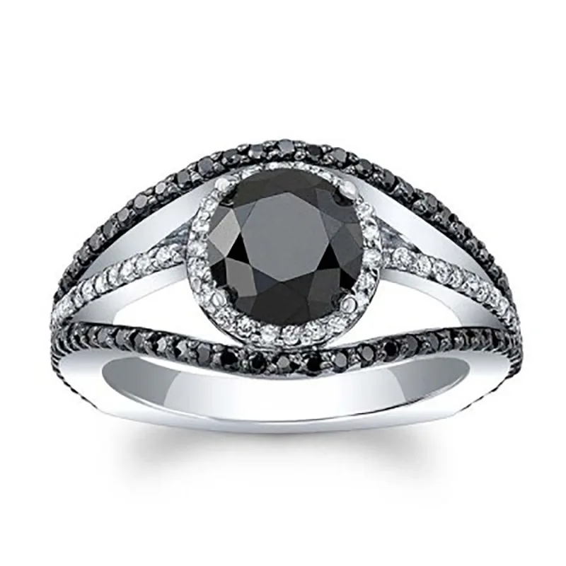 F328 Vintage Moissanite Ring Oval Cut White Gold Pave Setting Engagement Band for Women
